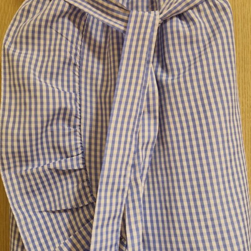 Checked dress with ruffles on shoulders and hem, elastic waist, belt