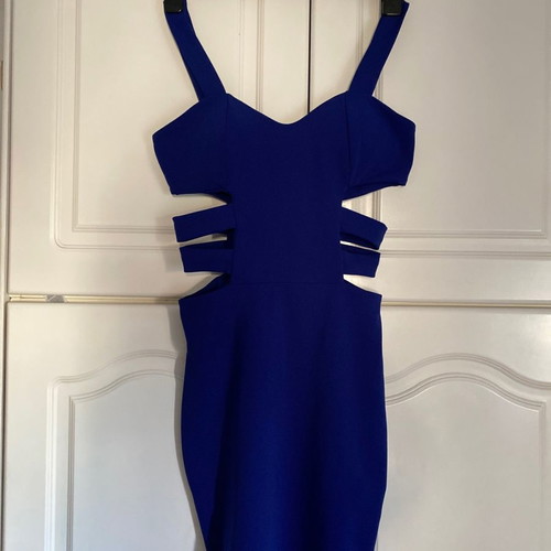 Blue dress with side cutout used, size S