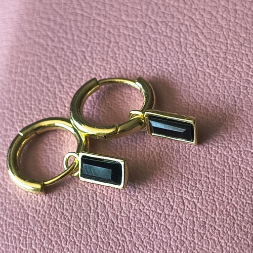Stainless steel earrings, black and gold