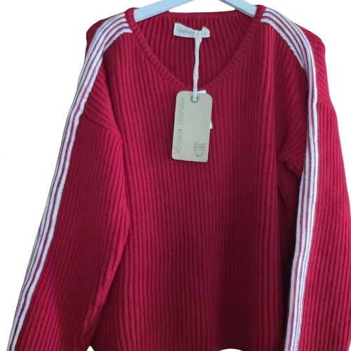 Moutaki knitted sweater new, one size, red