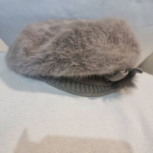 Women's wool beret hat like new, gray-pink, one size