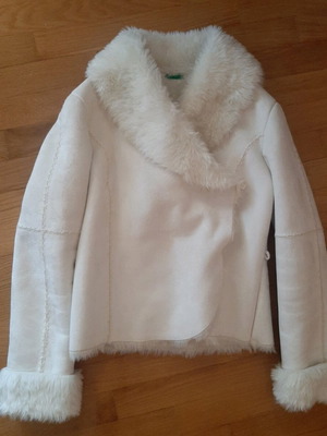 Μπουφάν Benetton λευκό αφόρετο, νούμερο 44