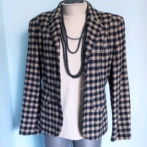 Jackpot by Carly Gry vintage wool women's blazer, checked pattern