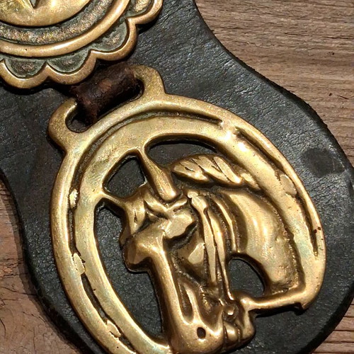 Συλλεκτικό βικτωριανό Horse Brasses σε δερμάτινο Martingale σαν καινούργιο
