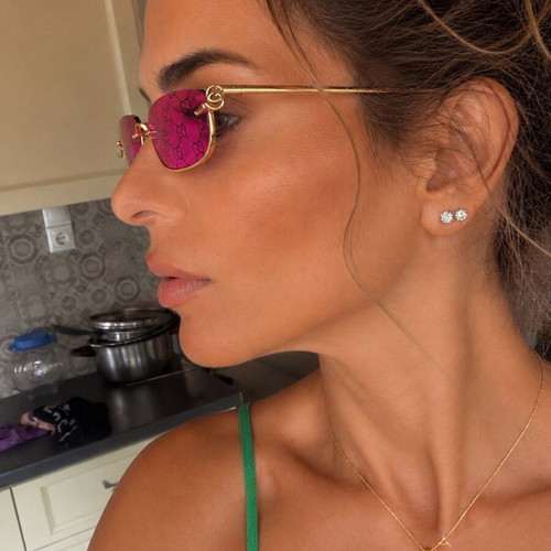 Gucci GG1278S 005 sunglasses, pink GG monogram, gold frame