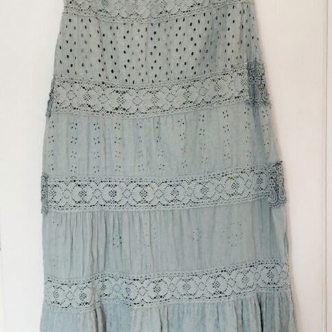 Fracomina Cottagecore Boho Maxi Strapless Dress L Like New Turquoise