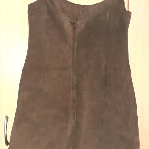 Leather dress used, brown, size S, suede with zipper