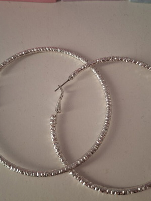 Large hoop earrings, 7 cm, embossed details