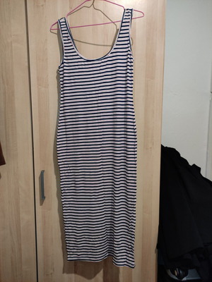 Pink Woman midi pencil dress like new, white and blue