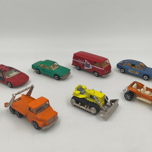 Majorette vintage toy cars used, set of 7