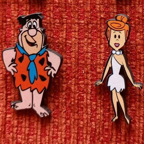 Wooden Flintstones earrings with stainless steel clasp