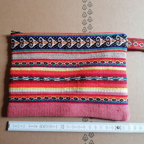 Peruvian woven toiletry bag handmade, new, pink and orange