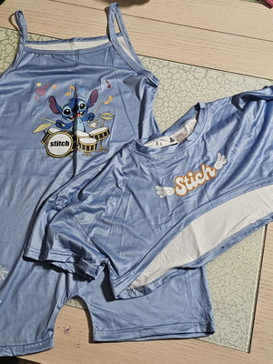 Girls' jumpsuit set with croc top stitch, like new, blue, 10-12 years