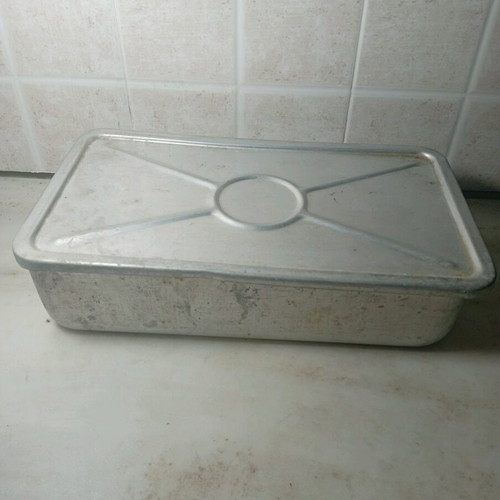 Classic aluminum ice cream container used, vintage