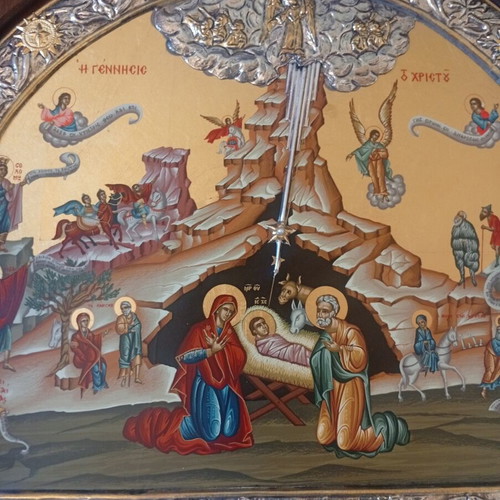 Nativity of Christ Icon with 950 Silver, Certificate and Box, new