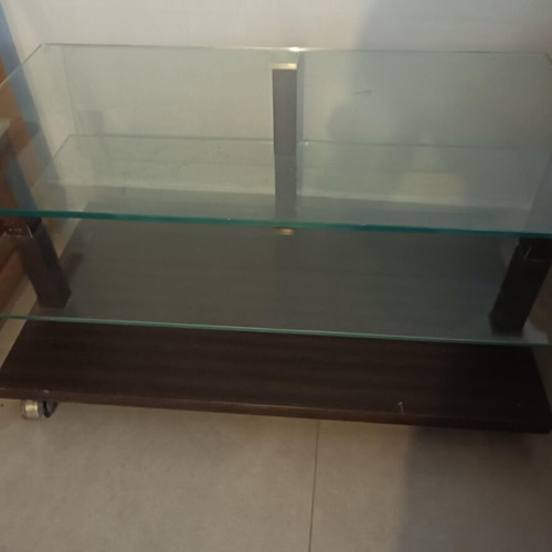 Glass coffee table with wheels used