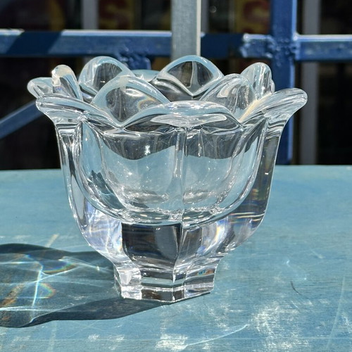 Orrefors Sweden Crystal Vase Tulip Design used, 11x13 cm