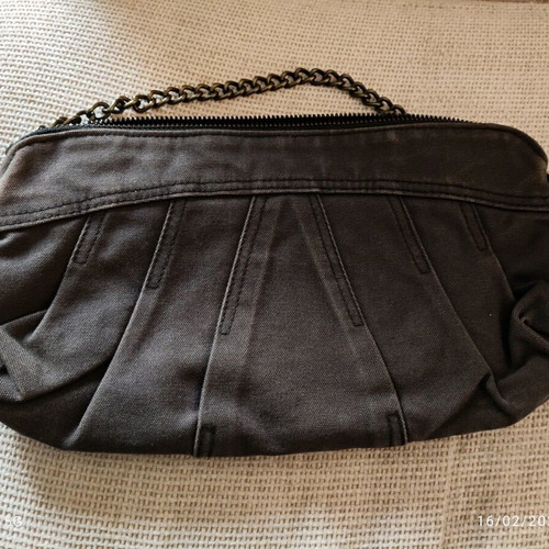 Diesel cotton jean clutch bag with leather patches and chain like new
