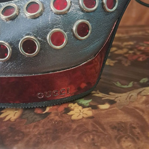 Gucci sandals like new, red and silver, heel height 12 cm