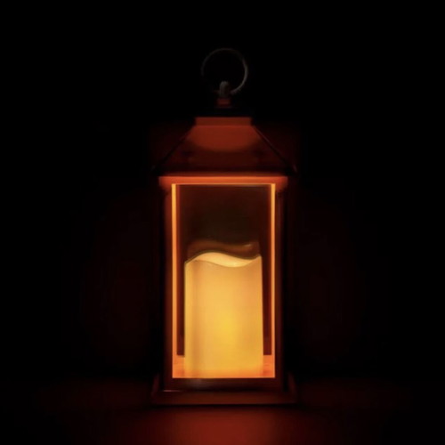 Decorative Hanging White Frosted Lantern with LED Candle 14x14x30cm