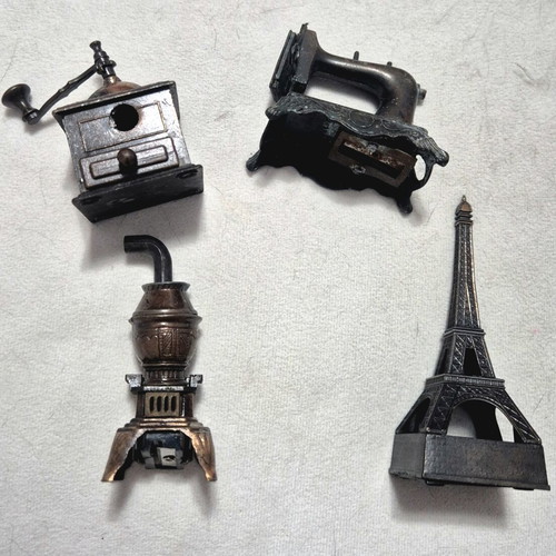 Metal pencil sharpeners used, pack of four heavy vintage