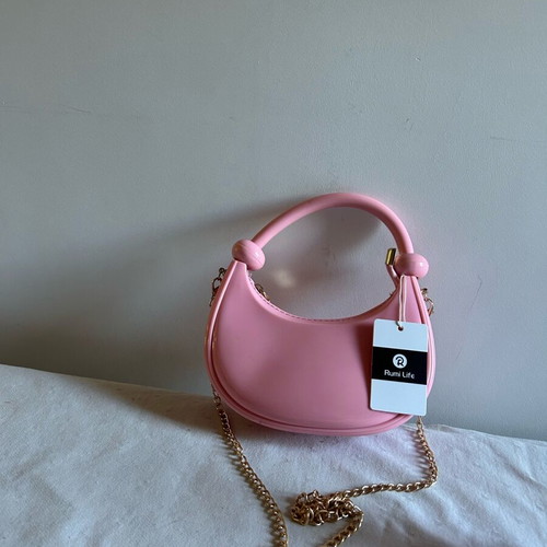 Rumi Life Pink Handbag New Synthetic With Gold Chain