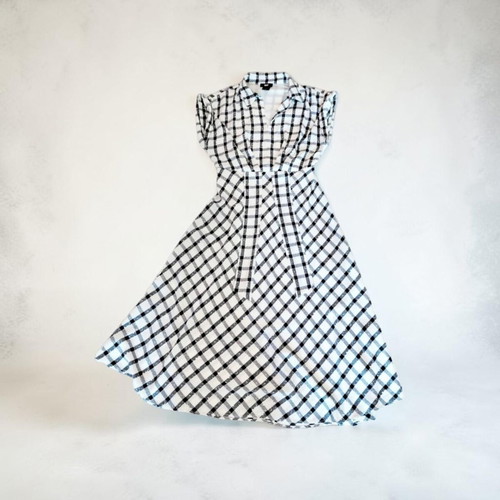 DKNY elegant midi dress, black and white, size M