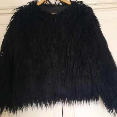 Black Fuzzy Jacket Celestino One Size like new
