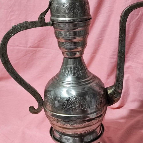 Turkish pitcher used, handmade bronze with engravings
