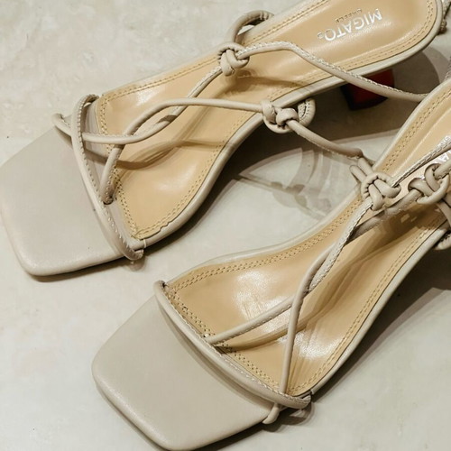 Migato sandals with straps and unique heel, like new