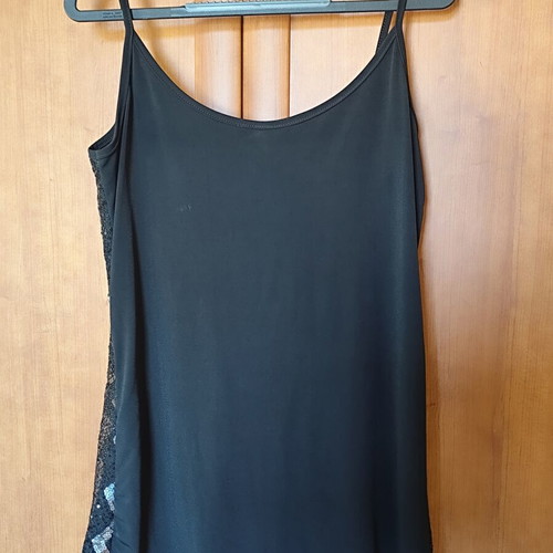 Mat Black Top with Silver Sequins New, Size XXL
