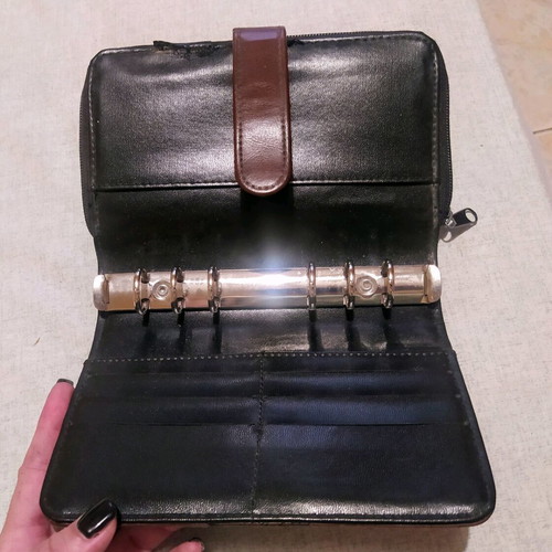 Leather cases for agenda and diary used, set of 2 pieces