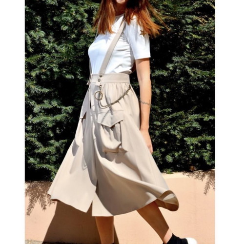 Gizia skirt new, beige, sizes L and XL with straps
