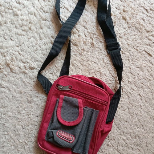 Mini everyday bag used, crossbody, gray and red