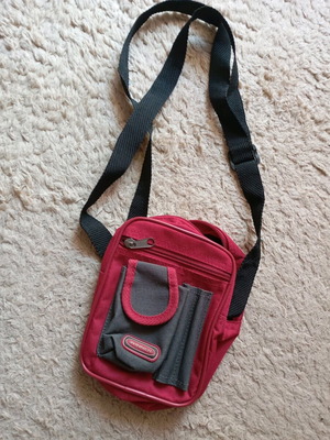 Mini everyday bag used, crossbody, gray and red