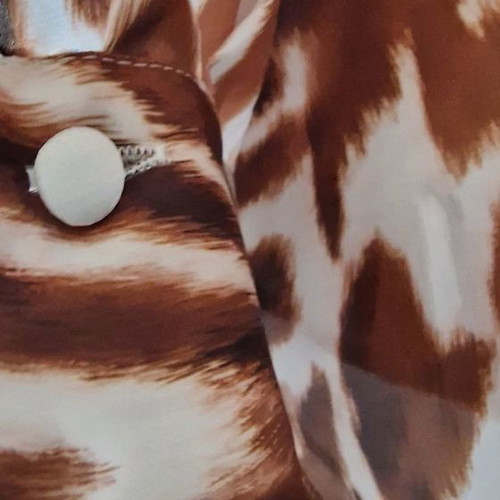 Satin animal print shirt new, size Medium brown/white