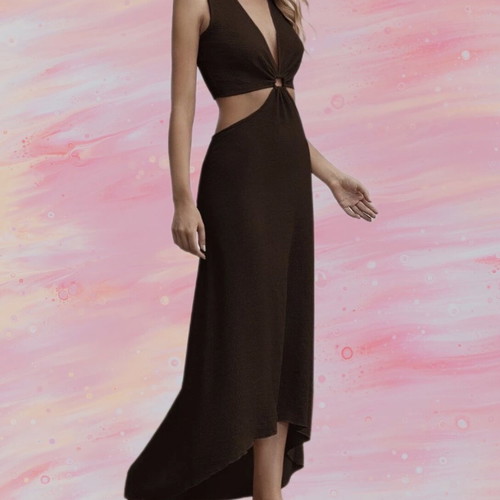 Shein brown cut out dress with ring detail