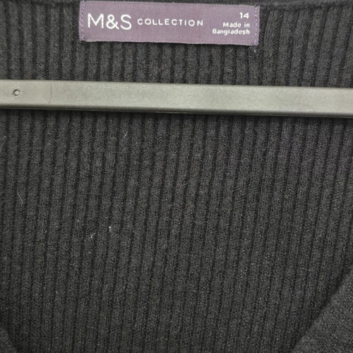 M&S Collection black long knit V-neck sweater like new