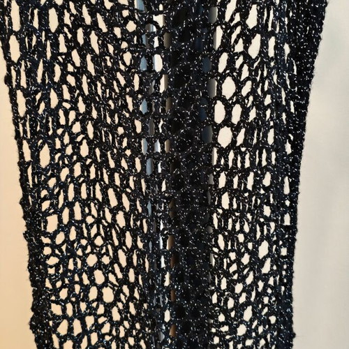 Handmade knitted mesh poncho-top with silver thread, new