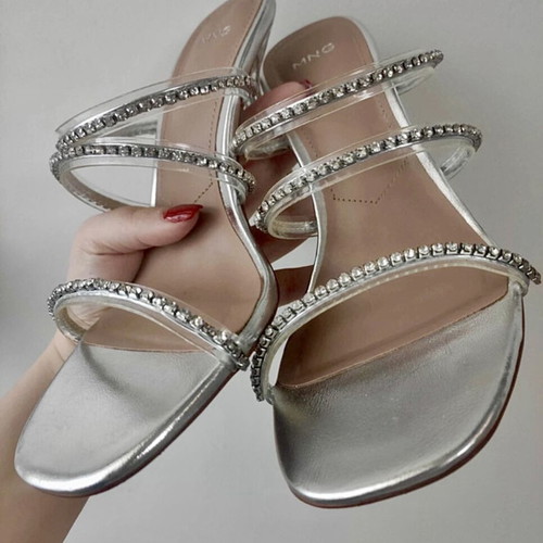 Mango sandals new with rhinestone straps and stiletto heel size 37