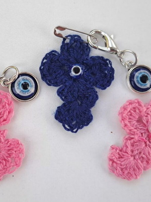 Handmade martyrika crosses with evil eye and pearl