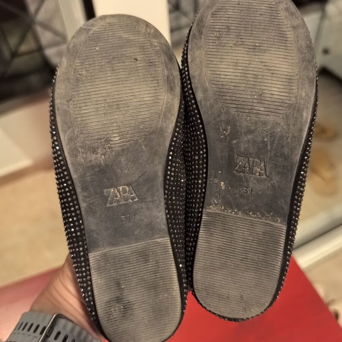 Zara children's black ballerinas with rhinestones, size 31, used