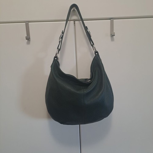 Leather shoulder bag like new, dark green, 35x30x9cm