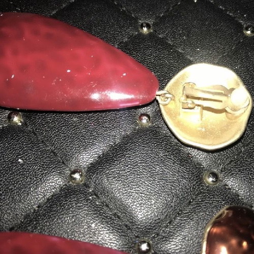 Bordeaux clip-on dangling earrings used
