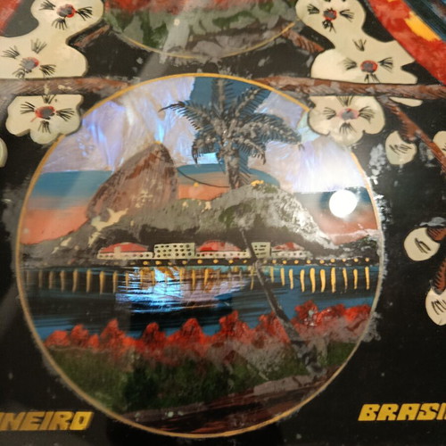 Serving tray souvenir from Rio de Janeiro with iridescent decoration
