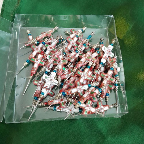 Lot of 52 used cross pins with enamel