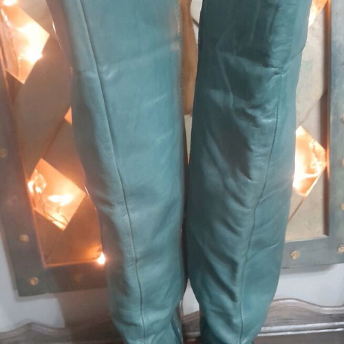 Miss Sixty over the knee boots used, genuine leather green petrol
