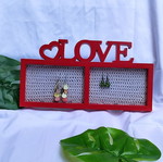 Earring frame like new, knitted, red