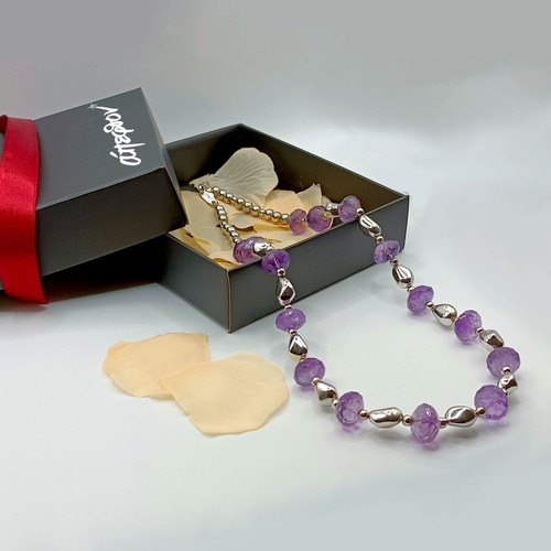 Amethyst Aura New Silver 925 Necklace With Amethyst Stones