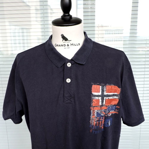 Napapijri Geographic Vintage Navy Blue Polo Shirt Men's XL like new